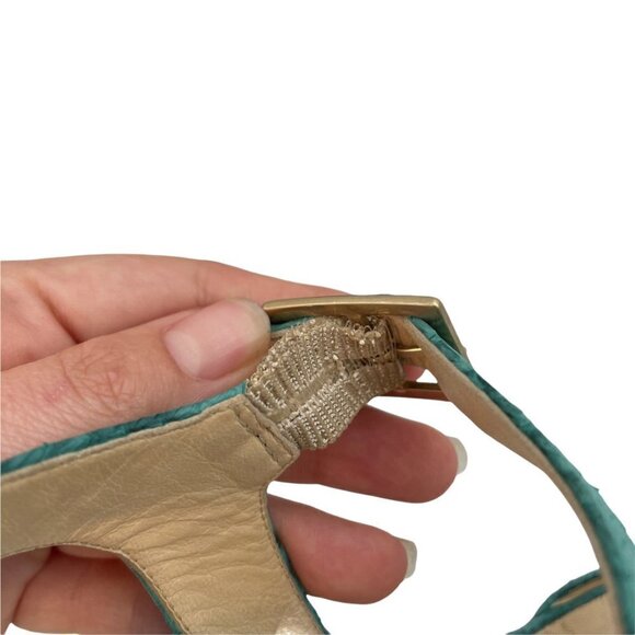 Jimmy Choo Linda Leather Green Python Snake Platform Sandals Ankle Strap 38 (8) - Picture 5 of 12